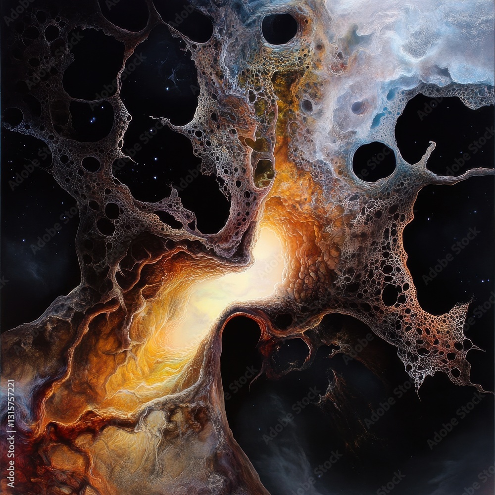 Poster a painting of a space with a large hole in the middle