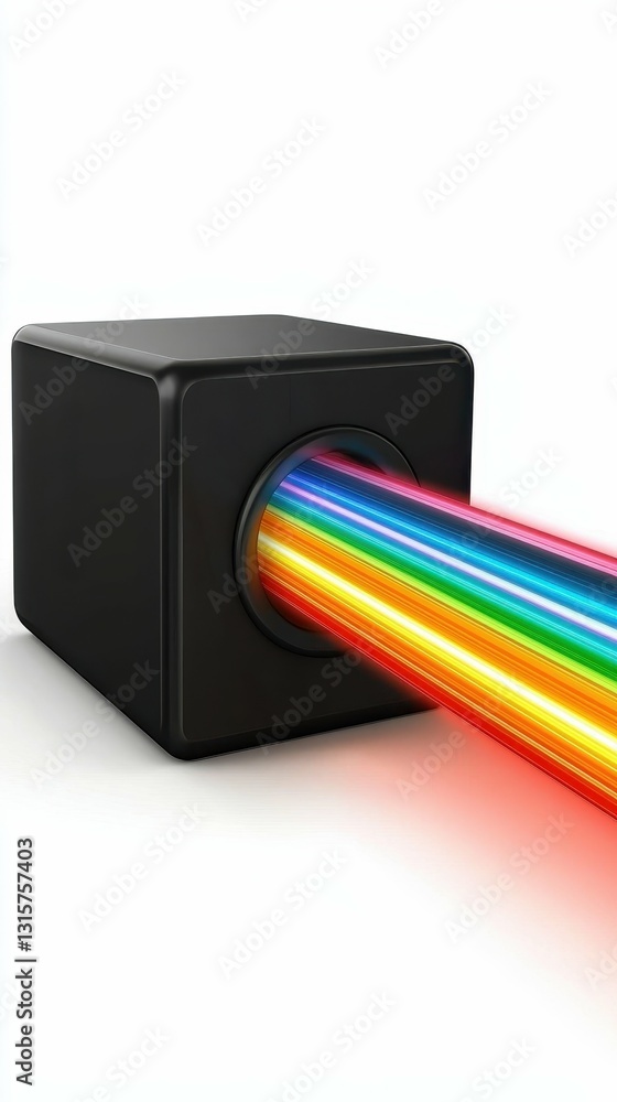 Aufkleber rainbow beam emerging from black cube mystical display of light and color spectrum