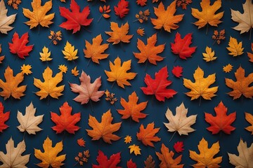 Obraz premium Autumn Leaves Seamless Wallpaper Texture for Whimsical Backgrounds