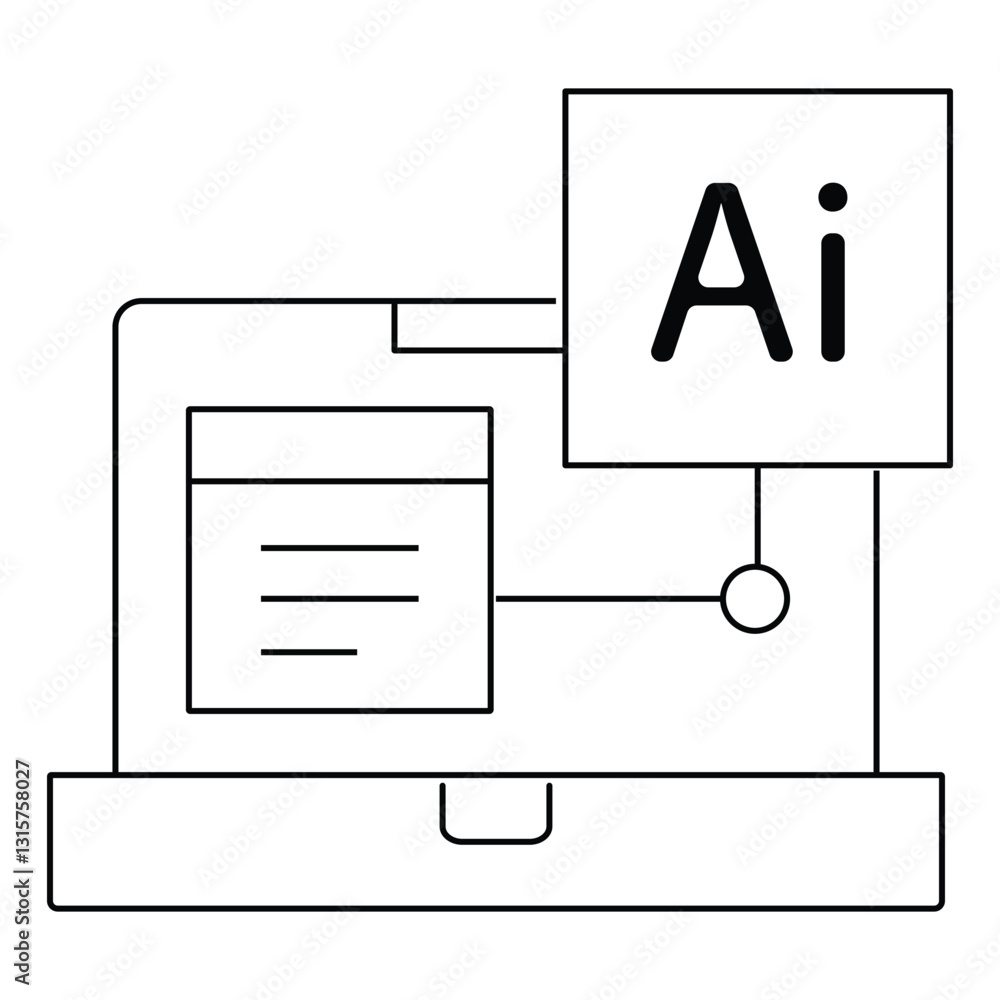 Aufkleber laptop displaying user interface with AI icon, symbolizing artificial intelligence technology and digital innovation