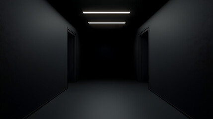 Fototapeta premium A dark hallway with no light and no people