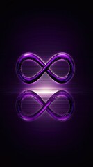 Gleaming Infinity Symbol Reflective Backdrop in Dark Amethyst Tones and Digital Art Rendering