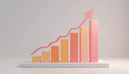 Upward Trend A Vibrant Bar Graph Showcases Impressive Growth And Rising Success, Depicted With A Dynamic Pink Arrow Soaring Upward Against A Clean Isolated on Transparent Background