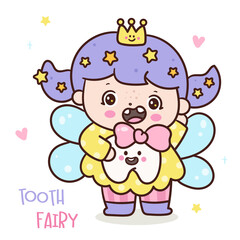 tooth fairy cute baby cartoon girly angel toddlers playing Kawaii girl princess 