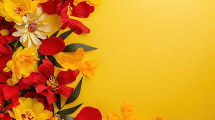 Naklejka premium Flower Background of Spanish National Day: The National Spectacle and Cultural Blossoming Amidst the Crowded Flowers