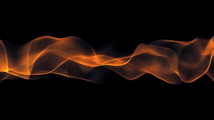 Fototapeta premium Abstract flowing orange golden wave of light ribbon on solid black background