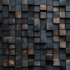 Dark wood cube wall texture.
