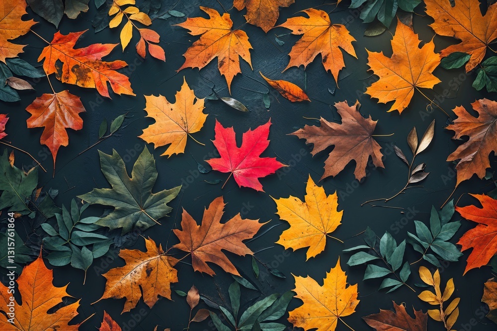 Poster rustic autumn leaves texture background abstract design