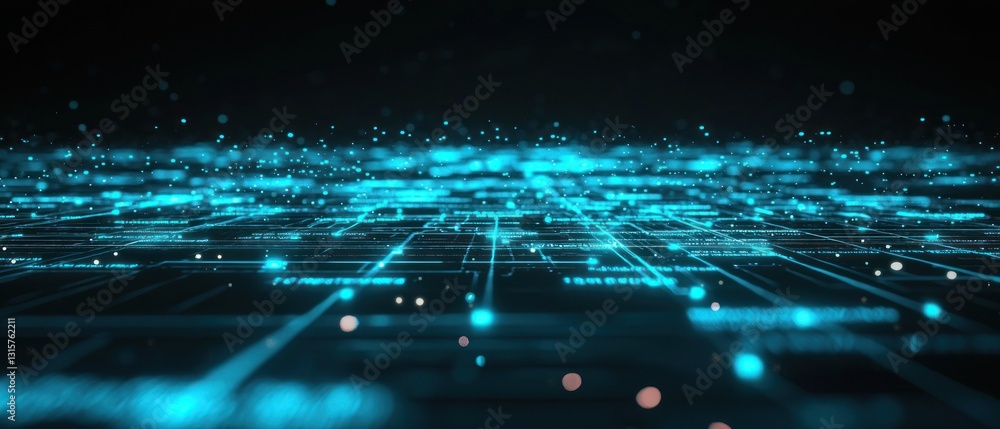 Poster abstract digital network: futuristic data flow visualization