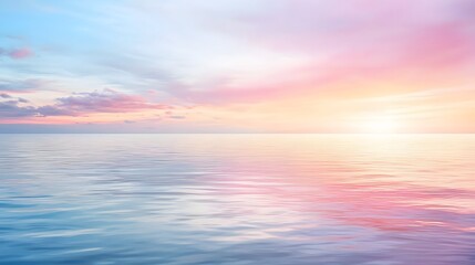 Obraz premium Serene Ocean View at Sunset with Soft Pastel Colors and Reflective Water Surface