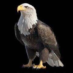 Obraz premium Bald Eagle Digital Illustration with Spread Wings Facing Right on Black Background