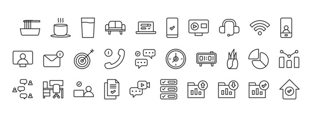 Diverse Icons Representing Communication Technology, Data Analysis, and Innovative Solutions in a Modern Workspace Environment