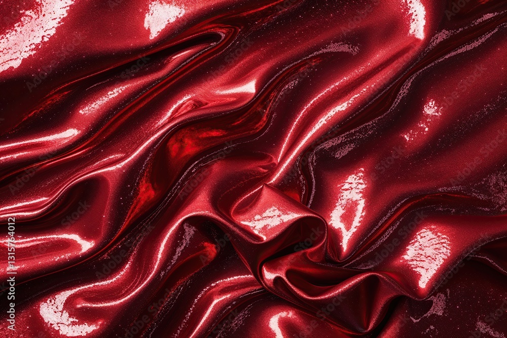 Poster ruby red metallic shimmering texture with polished reflective abstract design and ample copy space
