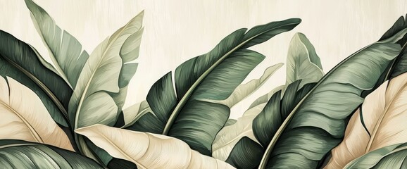 Tropical plants wallpaper featuring vibrant banana leaves.