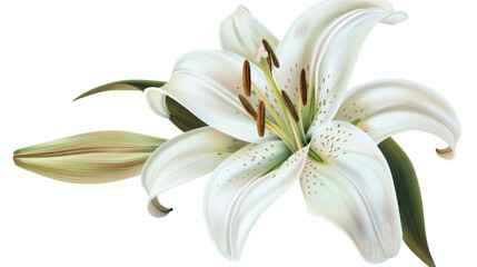 White lily flower blooming with transparent background