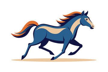 A vibrant running horse design showcasing a dynamic pose and customizable features perfect for artwork, Running horse Customizable Semi Flat Illustration