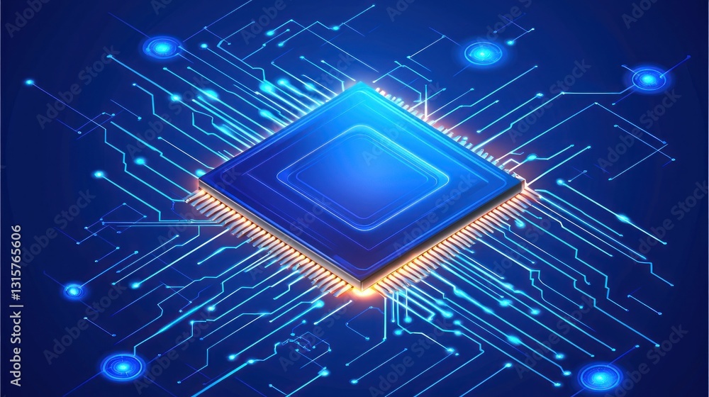 Poster microprocessor technology: high-tech digital chip circuitry