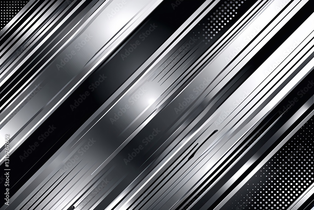 Aufkleber futuristic silver pattern with diagonal lines and dot halftone modern vector design