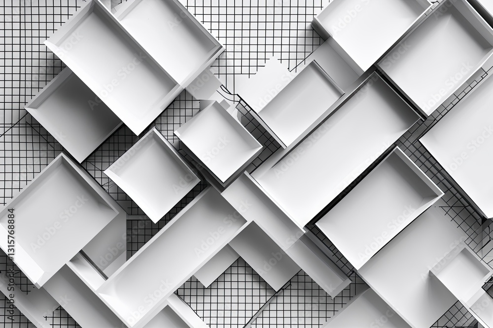 Poster contemporary white abstract geometric square grid pattern texture for modern background design