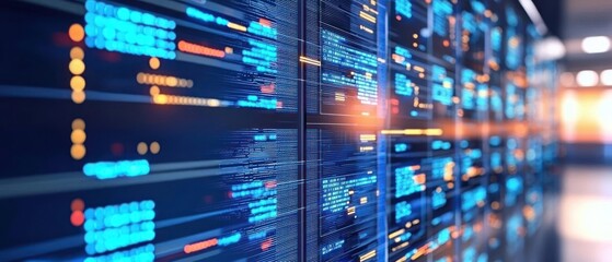 Fototapeta premium Digital Data Stream: A Glimpse into the World of Coding
