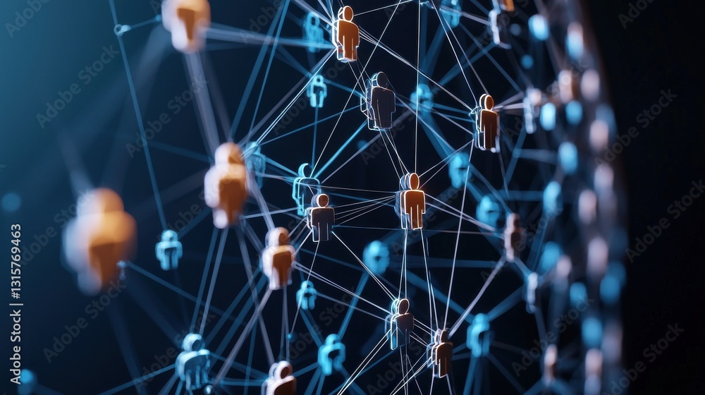 Poster a group of people are connected by a web of lines