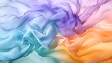 Obraz premium Colorful Silk Fabric Flowing in Soft Waves with Gentle Digital Background