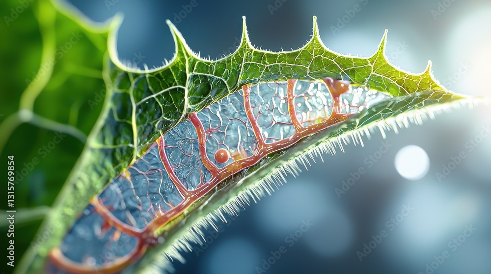 Poster a leaf with a stem and a red spot
