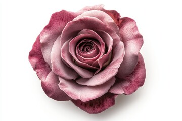 A Detailed Close up Of A Deep Pink And Purple Rose On A Pure White Background Perfect For Romantic Concepts And Celebrations. A Perfect Image for Valentine's Day or Mother's Day. Gift Ideas. Image