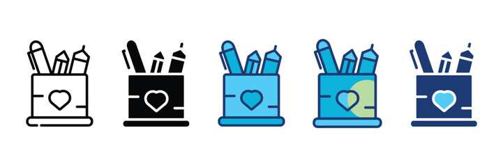 Pencil Stand Icon Set Multiple Style Collection