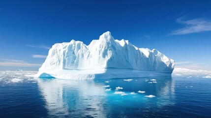 A large ice block floating in the ocean