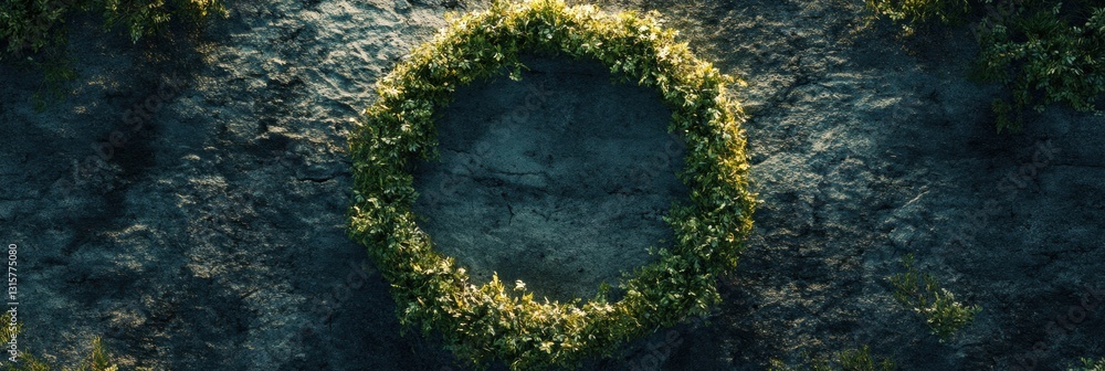 Fototapete Circular recycling loop symbolizes the infinite cycle of sustainable consumption with clean minimalist background ideal for text placement