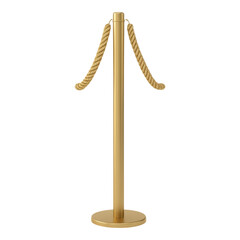 Elegant Golden Stanchion with Rope Barrier for Events Isolated on transparent background