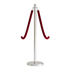 Elegant Red Rope with Stanchion for Event Entrance Isolated on transparent background