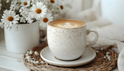 Obraz premium Latte with daisies