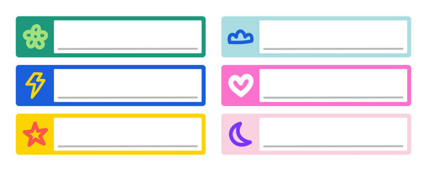 Obraz premium Notebook Labels Vector Template Design, Perfect for School Books and Sticker Set