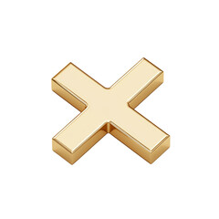 Gold Cross Symbol on White  Isolated on transparent background