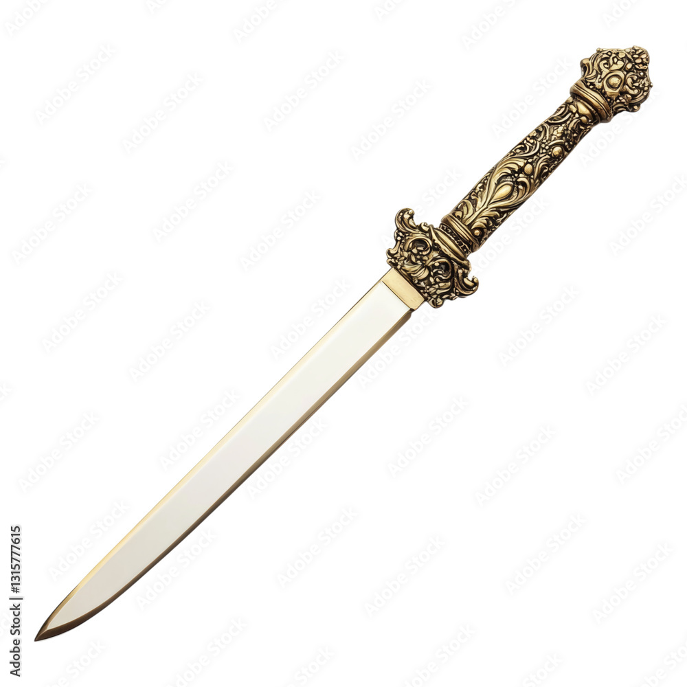 Wall mural ornate vintage dagger with intricate handle design isolated on transparent background