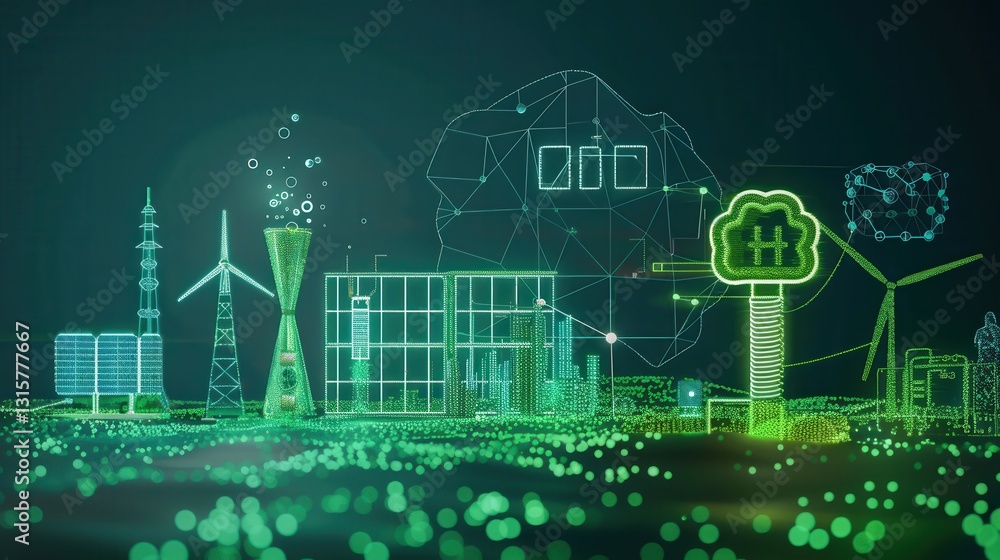 Aufkleber exploring the potential of green hydrogen as a renewable energy source from solar and wind resources