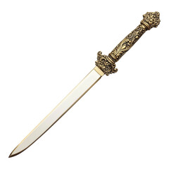 Ornate Vintage Dagger with Intricate Handle Design Isolated on transparent background