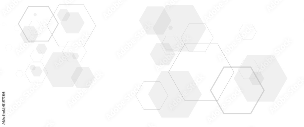 Aufkleber abstract white, and grey geometric hexagon background. technology background design and communicatio