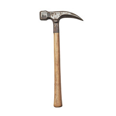 Vintage Hammer with Wooden Handle Over White  Isolated on transparent background