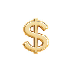 Obraz premium Gold Dollar Sign Icon with Glossy Finish Shine Isolated on transparent background
