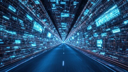 Fototapeta premium Digital Highway: A Journey Through the Data Stream