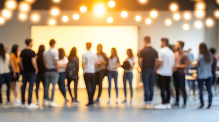 Blurred Crowd at an Indoor Event,  Warm Lighting and Casual Atmosphere
