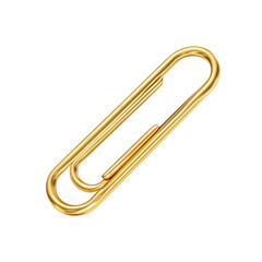 Golden Paperclip Isolated on White  Isolated on transparent background