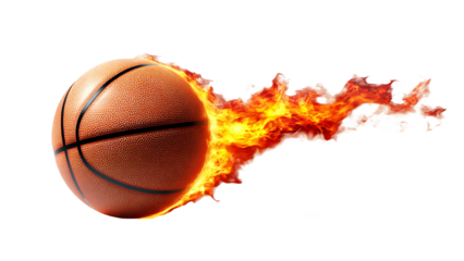basketball with fire trail