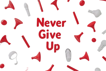 "Never Give Up" Text Effect Isolated on Transparent Background