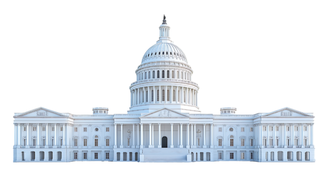 The United States Capitol Building on transparent background
