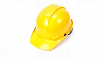Yellow construction hard hat on white background
