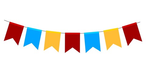 Obraz premium a festive string of colorful party flags of bunting is displayed against a clean